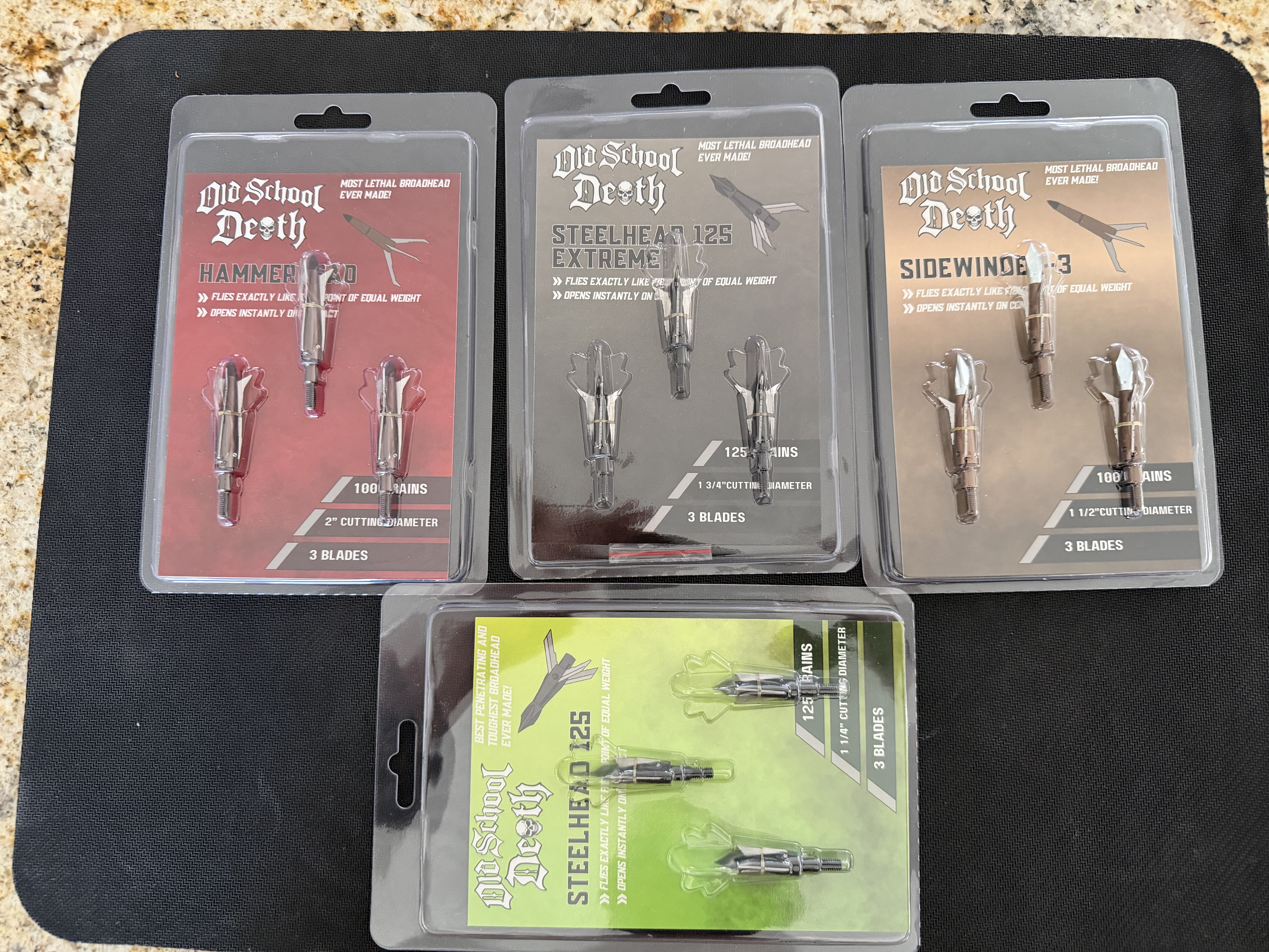 A selection of arrow heads available at Stickflipper Archery